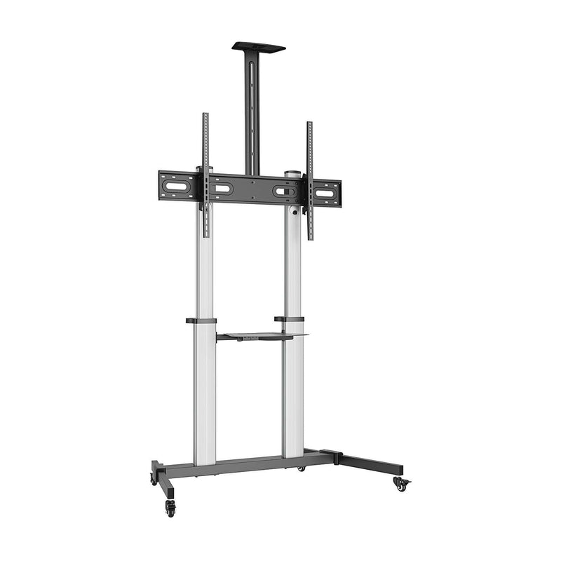 Aisens Stand Floor Pro With Wheels, Trays Dvd And Stand Camera Monitor/TV 100KG 60-100, Negro-plata