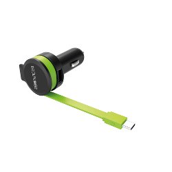 Realpower Car Charger C: USB Cable -c Integrado + 1x USB