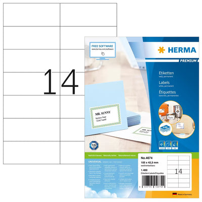 Herma Labels Premium A4 White 105X42,3MM Paper 1400 Units — image 1