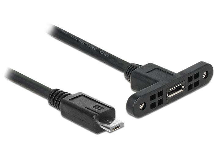 Delock USB Cable 2.0 Micro-b Female Installation Panel USB 2.0 Micro-b Male 25CM