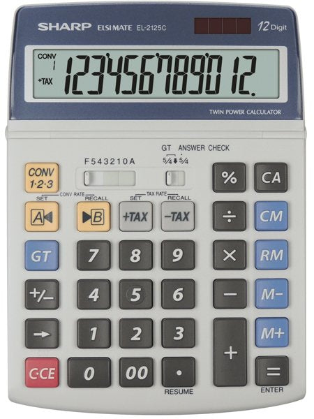 Sharp Calculator Desktop EL2125C Screen Móvil 12 Dígitos