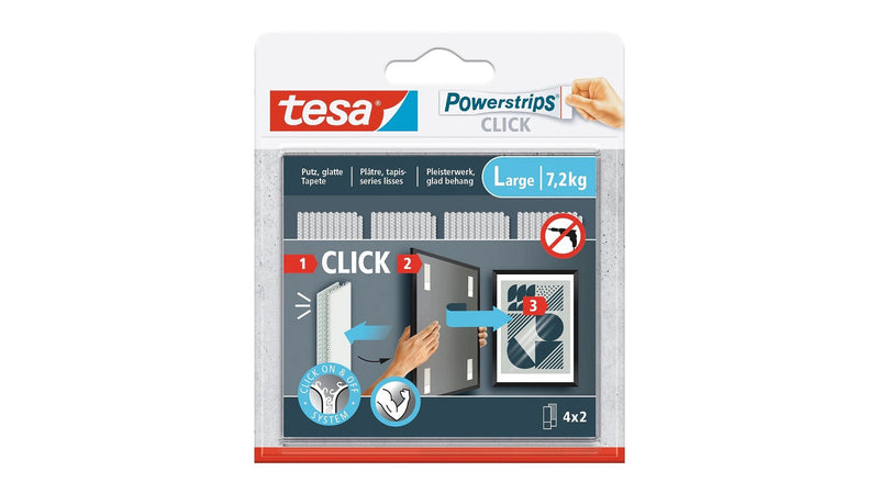 Tesa Powerstrips Click Large 7.2KG Selbstkl. Tape Velcro 4X2