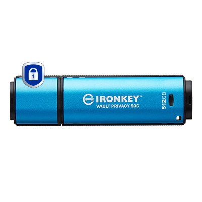 Kingston USB Flash Drive Ironkey Vault Privacy 50 512GB Blue Claro/Black USB-C 3.2 Gen 1)