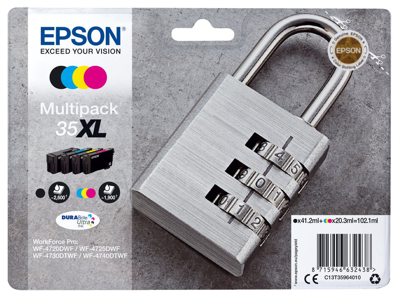 Epson Genuine Ink 35 XL High Capacity Multipack Black Cyan Yellow Magenta