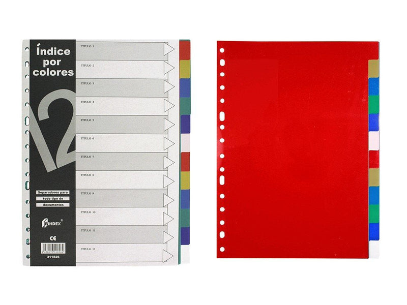 Bismark Pack 12 Separadores - Size A4 - Extragruesos - Fabricado Propileno - Colours Surtidos
