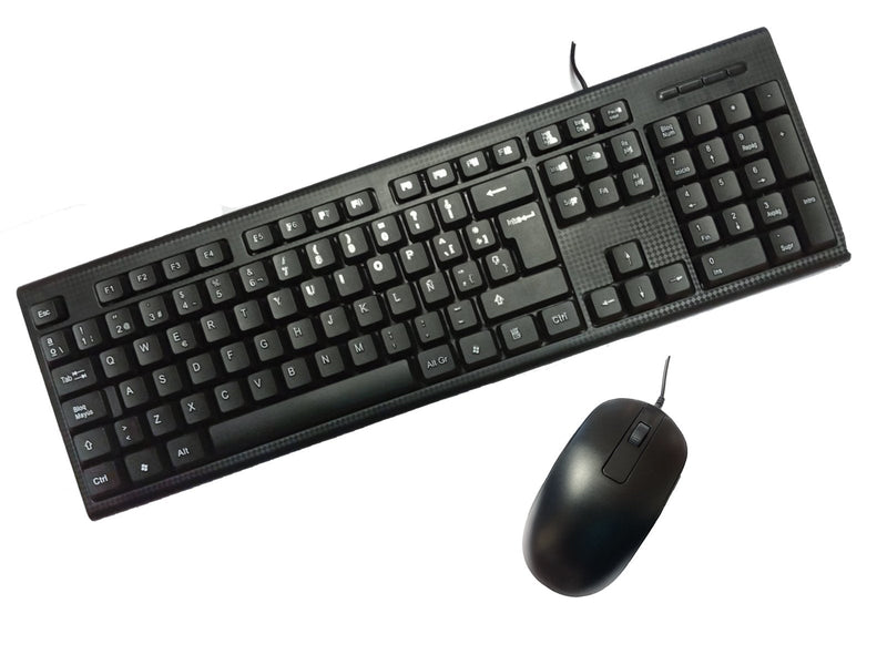 Keyboard Spanish + Mouse USB Pccase Black PCC-KTR-001