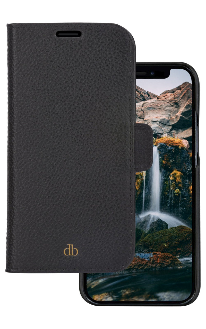 DBRAMANTE1928 New York Case With Cover Phone Mobile Phone Detachable Magnetic Back-cover Leather Saffiano Blac