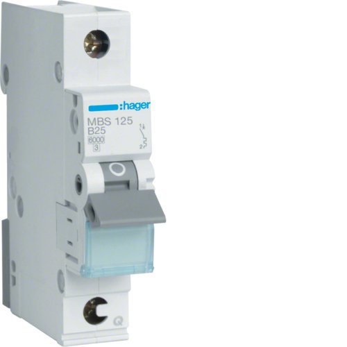 Hager Switch Magnetotérmico MBS125 1POLOS 6KA B-25A Quickconnect 1M