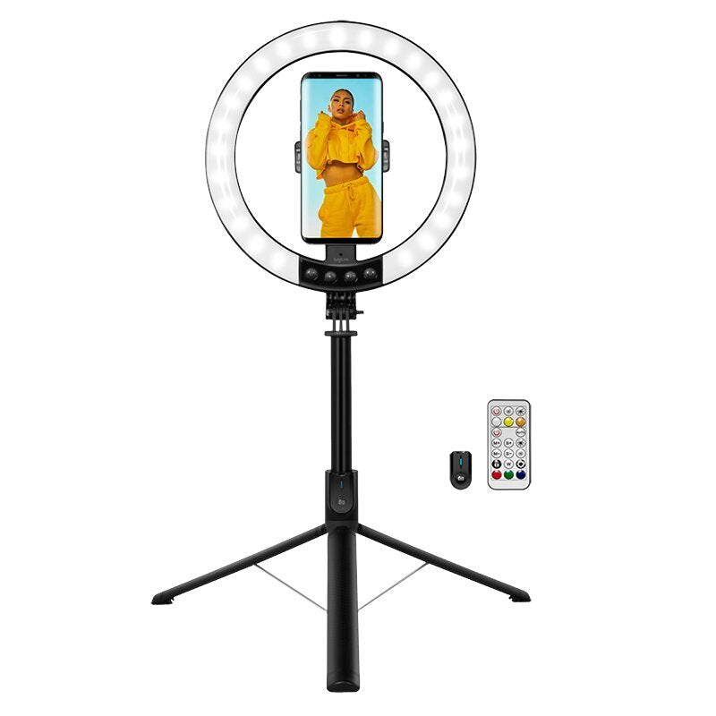 Logilink 066678 Luz LED 26RGB Ring Ø25CM Con Tripod Extendable Selfie Stick Negro