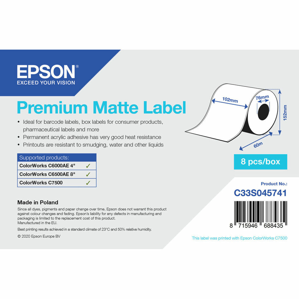 Epson Printer Labels Epson C33S045741 Ø 76,2 Mm (1 Unit) (18 Units)