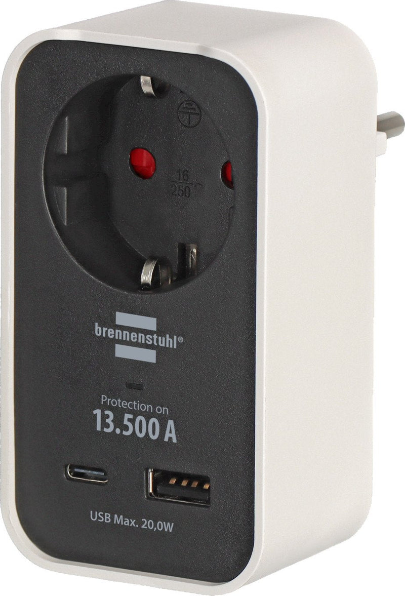 Brennenstuhl Adapter With Protection Contra Sobretensiones 13.500A USB a And C