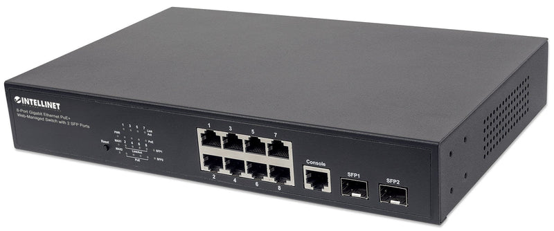 Intellinet Switch 8-PORT Gigabit Web-managed PoE + Desk 2XSFP