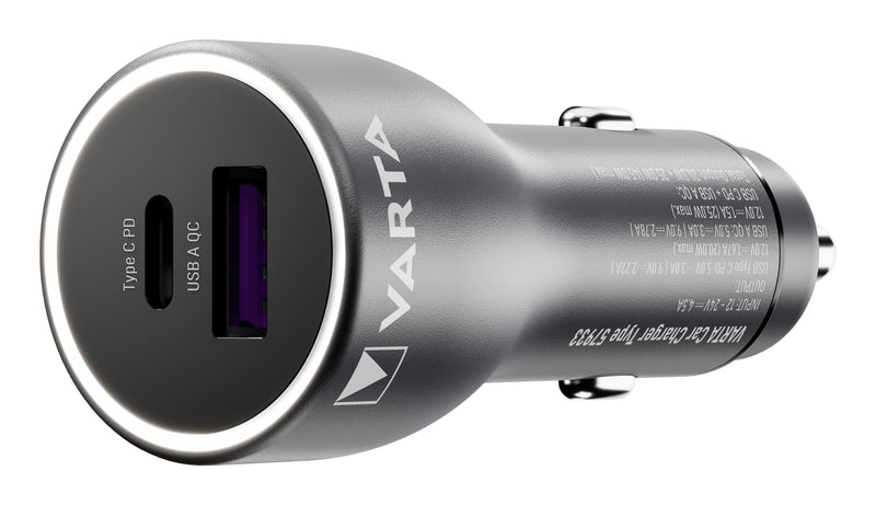 Varta Car Charger , USB-A + Usb-c, 45 Watts Black Car Charger, Pd And Quickcharge 57933101111