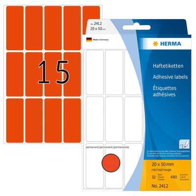 Herma Labels Multiuso Red 20X50 Mm Paper Matte 480 St. — image 1