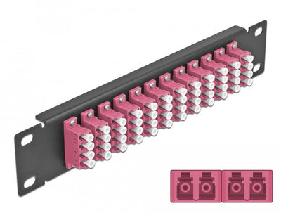 Delock 10 Patch Panel Fo 12 Ports Lc Quad Violet 1 U Black — image 1
