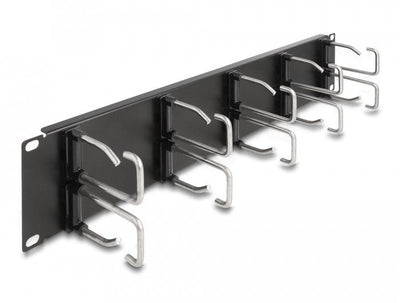 Delock Panel Gestión Cables 19 With 10 Ganchos Metálicos 2U Black — image 1