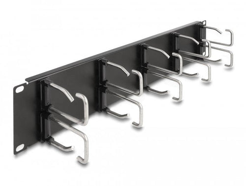 Delock Panel Gestión Cables 19 With 10 Ganchos Metálicos 2U Black — image 1