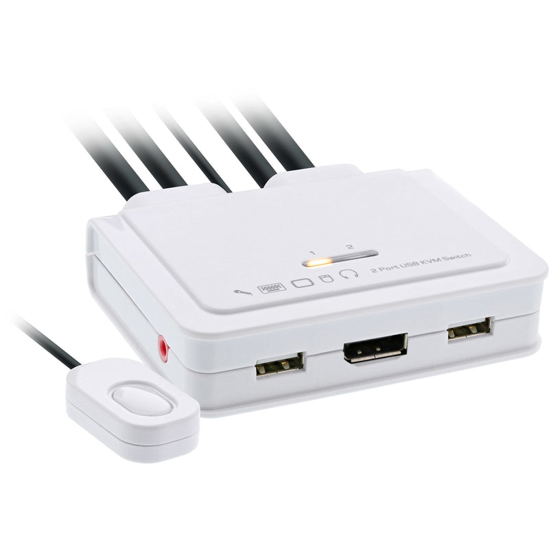 Inline Switch KVM With Cable , 2 Ports DisplayPort 1.2, 4K, Usb, Audio