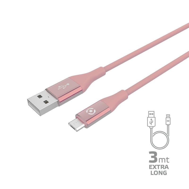 Celly USBMICROCOL3MPK USB Cable 3M USB a Micro-usb B Pink