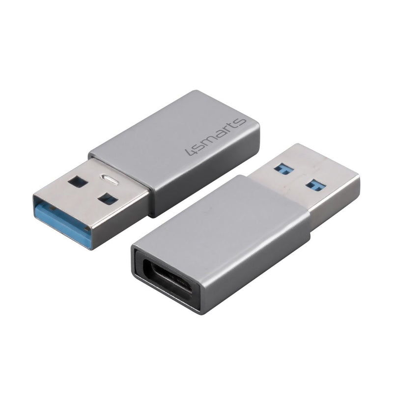 4SMARTS Set Of 2 Adaptadores USB-A 3.0A USB-C Grey