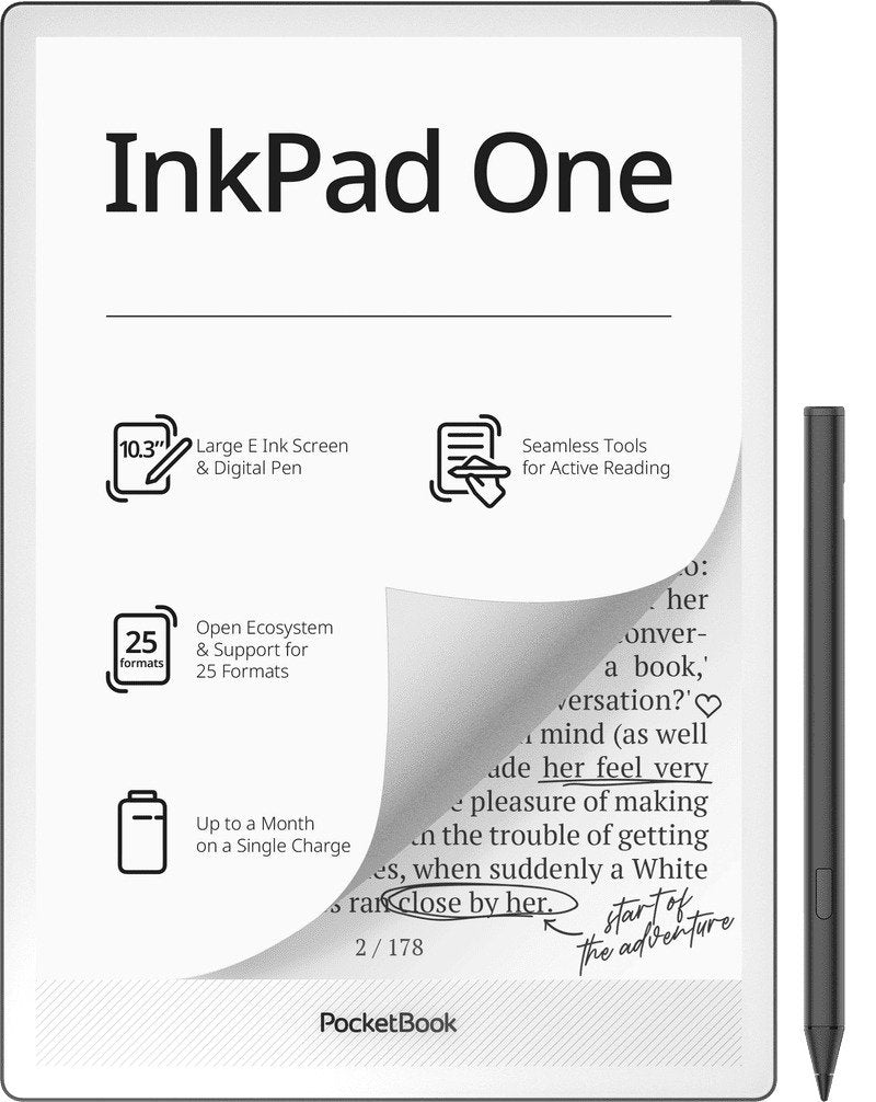 Pocketbook Reader Books Electrónicos Inkpad One 1030, 10,3, E-ink Mobius, 32GB, Wi-Fi, Black Matte