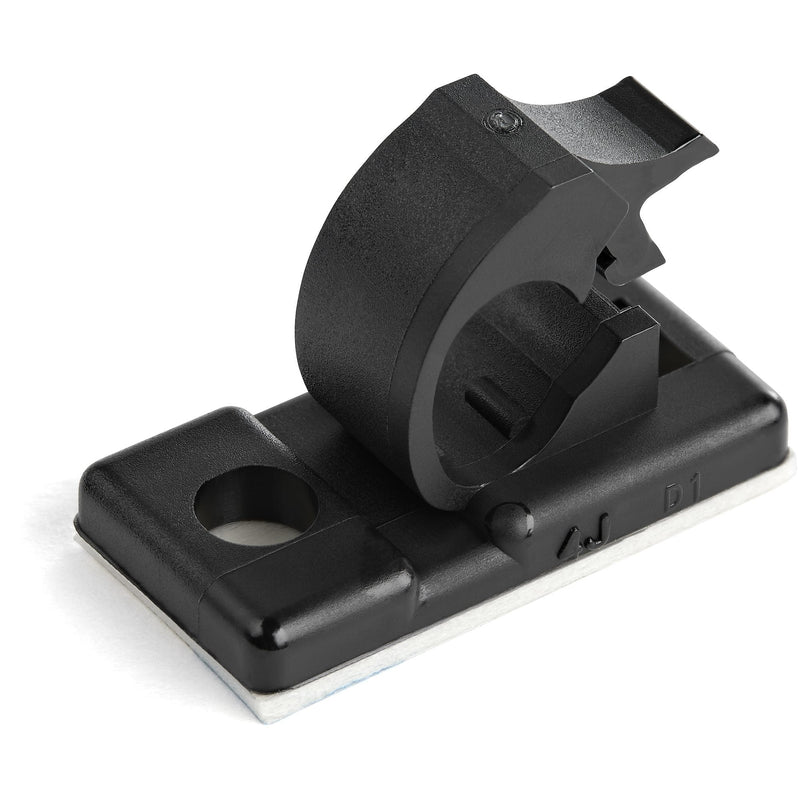 StarTech.com 100 Clips Gestión Cableado Adhesivos - Black - Organiser Cableado Escritorios/Oficinas - Mordaza