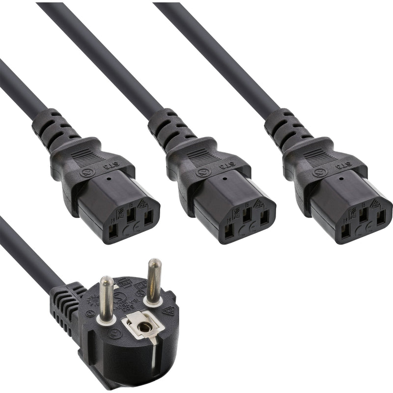 Inline Cable Power And 1X Plug Type F a 3X Plug IEC Black 1M