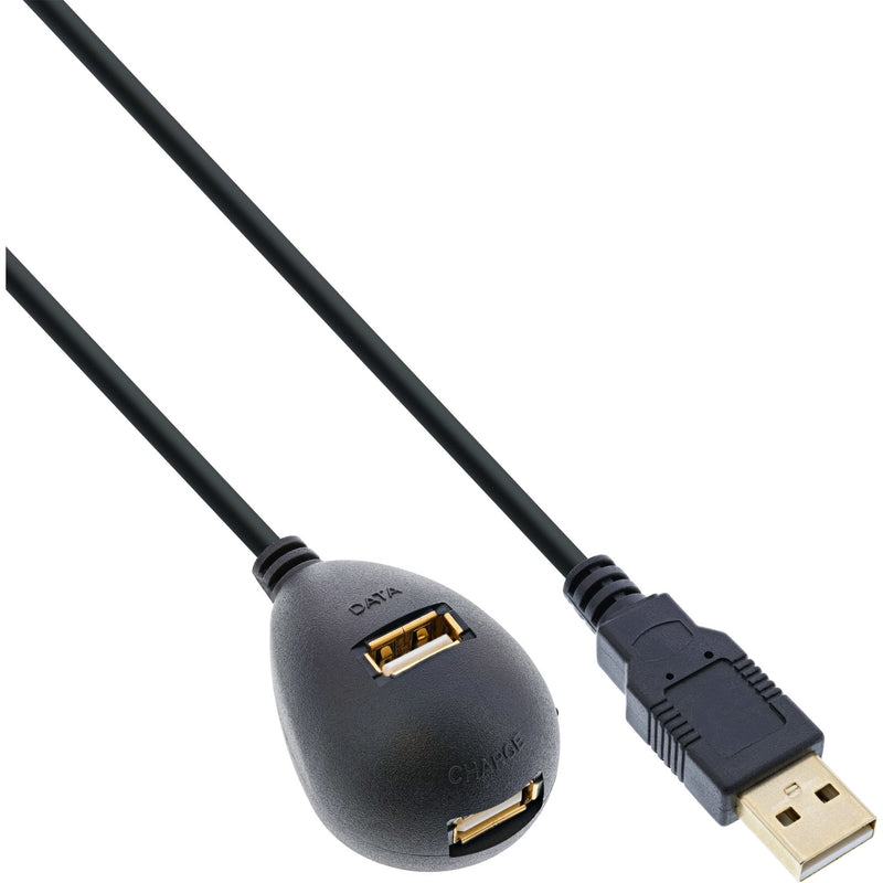 Inline Cable USB 2.0 Type a Male a Female With Base Black 2M