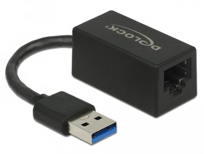 Delock Adapter Superspeed USB (USB 3.2 Gen 1) With USB Tipo-a Male Gigabit LAN 10/100/1000Mbps Compacto Black — image 1