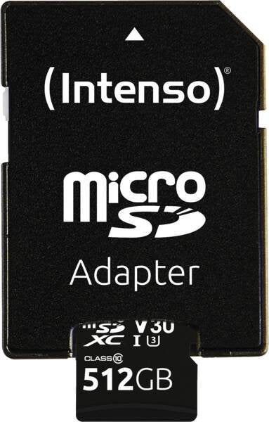 Intenso Microsdxc 512GB C10 Uhs-i Professional + Adapter
