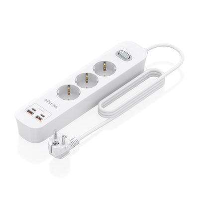 Aisens Power Strip With Switch ASPS-2A2C10-W 3 Sockets Power 2 USB 2 USB Type-c Cable 1.4M White — image 1