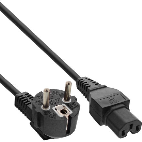 Inline® Power Cable CEE7/7 Angled a C15 Straight, 3 X 1MM², Black 5M — image 1