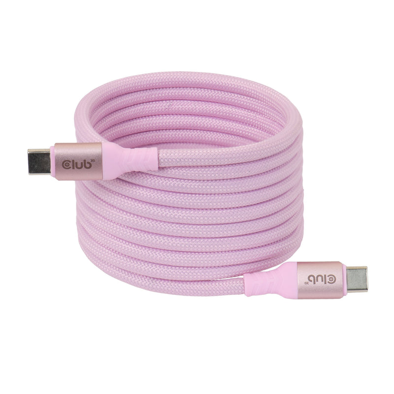 Cable CLUB3D Lifemyle USB-C Magnetisches 240W 2M Pink M