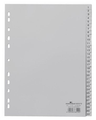 Durable Zahlenregister A4 1-31 Pp Volldeck. Grey