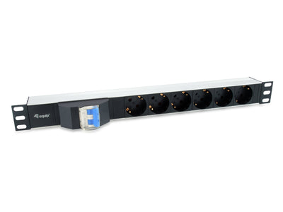 Power Strip Power Aluminium Rack 19 1U 6 Sockets Type Shucko Euro With Magnetotermico Cable 1.8M — image 1