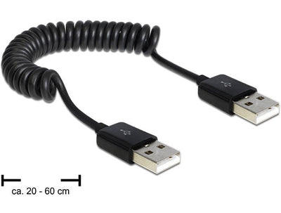 Delock 83239 USB Cable 0.6M USB 2.0 USB a Black Spiral — image 1