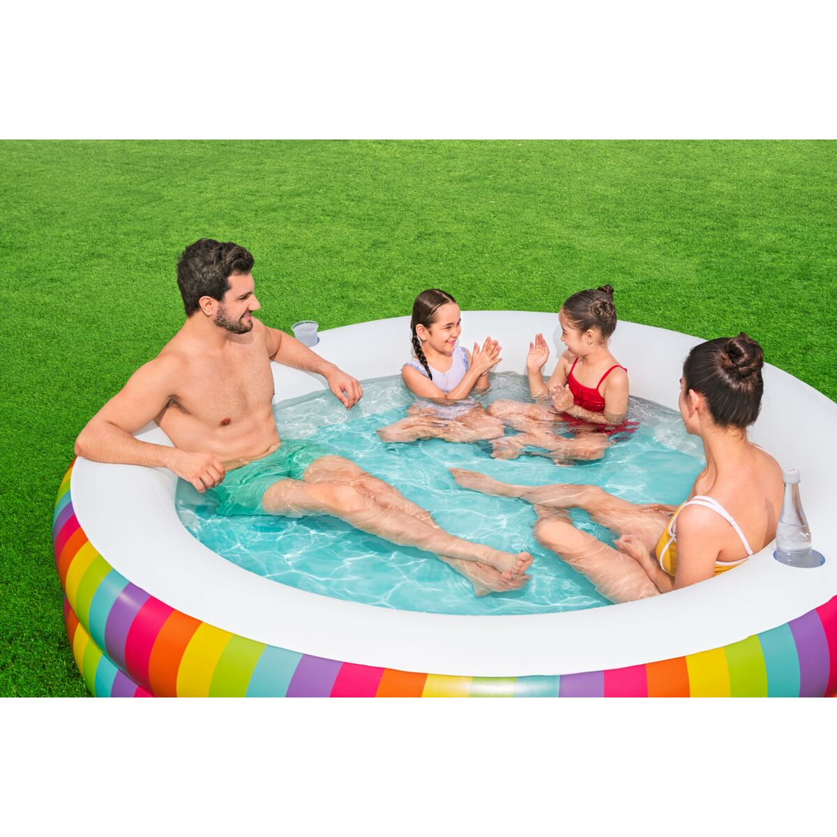 Bestway Inflatable Paddling Pool For Children Bestway Rainbow 206 X 206 X 51 Cm