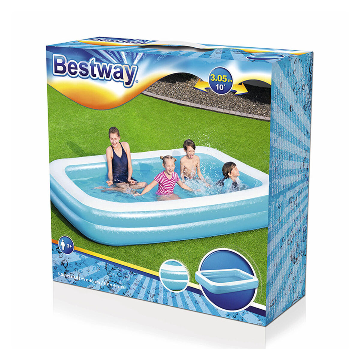 Bestway Inflatable Paddling Pool For Children Bestway Multicolour 305 X 183 X 46 Cm