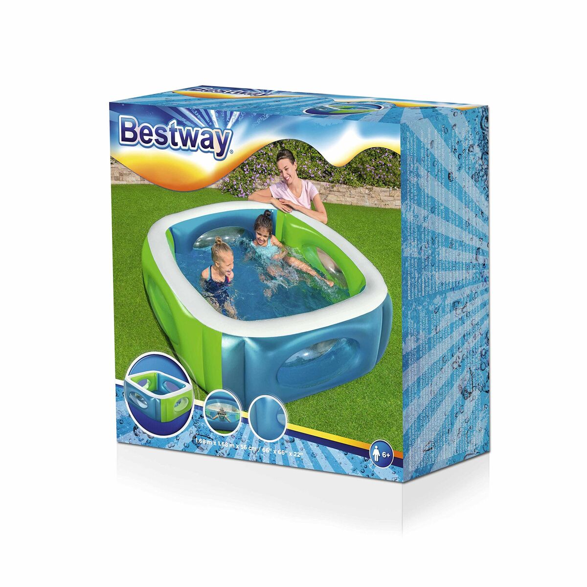 Bestway Inflatable Paddling Pool For Children Bestway 168 X 168 X 56 Cm