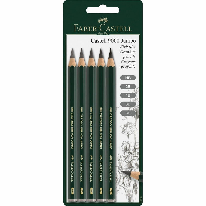 Faber Castell Pencils Dibujo Jumbo 9000 Pack 5 Surtidos
