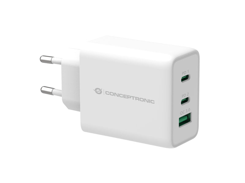 Conceptronic Charger 3PORT 65W, GaN Usb-p 3.0 White