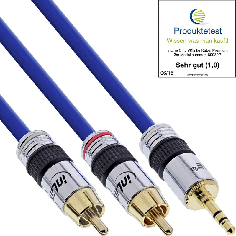Inline® Cable Audio Premium 2X Rca Male / 3.5MM Male Gold Plated 2M