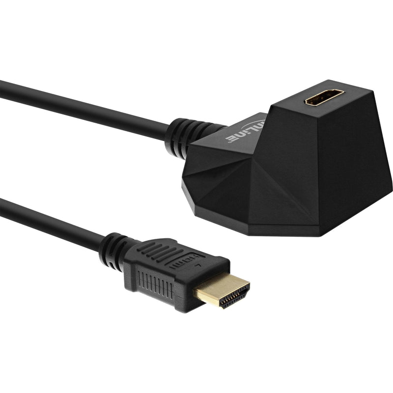 Inline Estación HDMI , HDMI Cable With Ethernet, M/F, Black Contactos Dorados, 5M