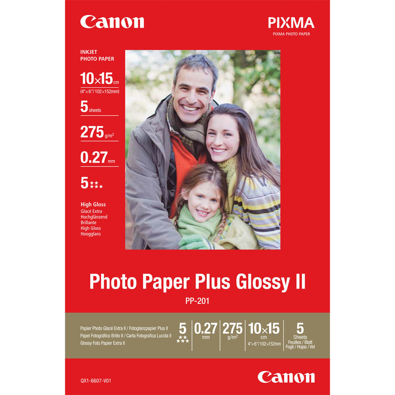 Canon Photo Paper Plus Glossy Ii PP-201DE Tall BRILLO270 MICRONES100 X 150 MM260 G/M5 Hoja(s) Paper Fotogrfico