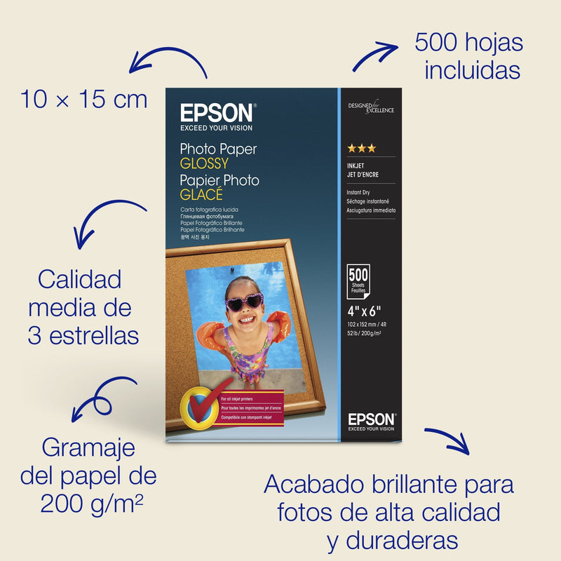 Epson Photo Paper Glossy - 10X15CM - 500 Hojas