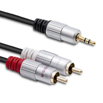 Qoltec 52339 Cable 2XRCA Mini Jack 3.5MM Male 1M Black — image 1