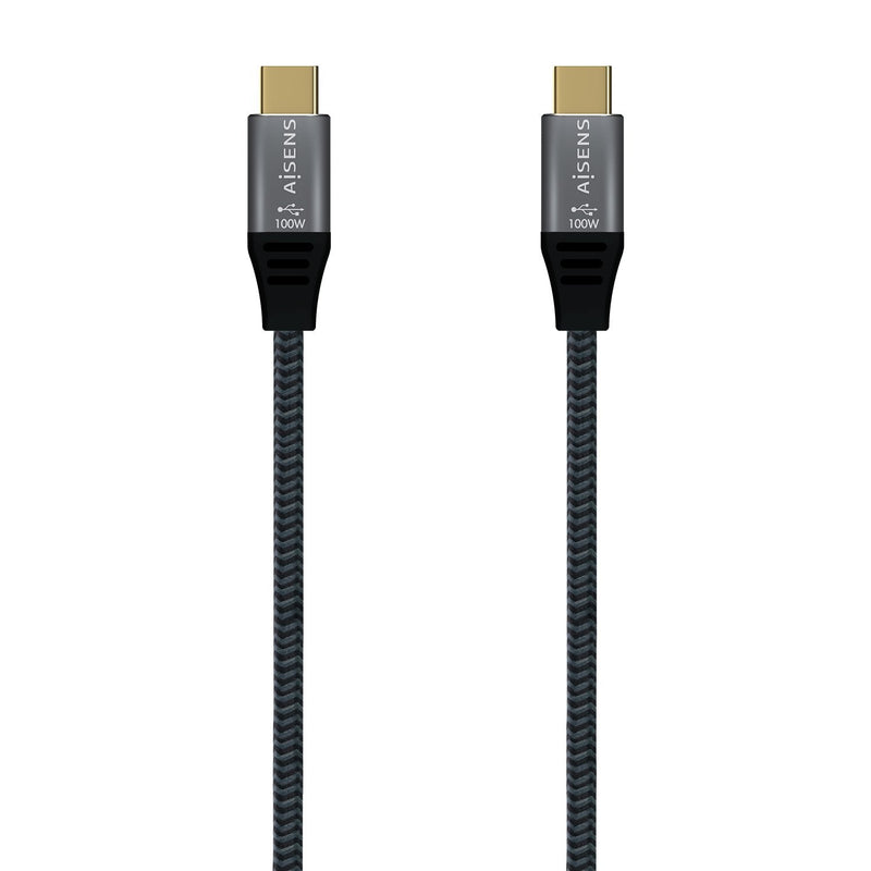 Aisens USB Cable 3.2 GEN2X2 Aluminium 20Gbps 8K@30HZ 5A 100W E-mark, Type USB-C/M-usb-c/M - 1M - Grey