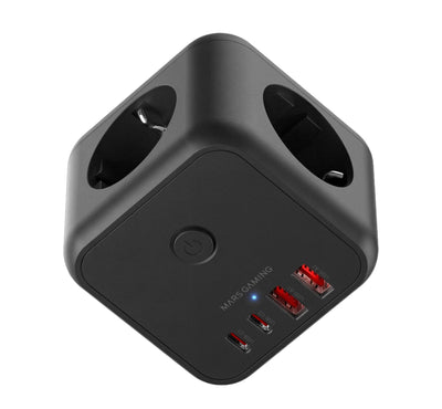 Mars Gaming Wall Charger Md CUBE20 20W 3X Schuko 2x USB Type-c 2x USB Type a Black — image 1