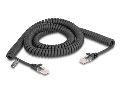 Delock 87994 Cable RJ45 Espiral, Male a Male CAT.5E 3M, Black — image 1
