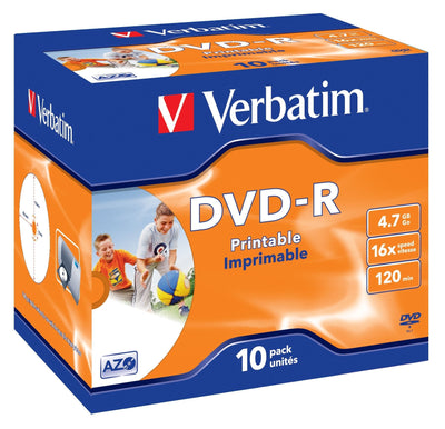 Verbatim Dvd-r Imprimible Pack 10 Units 16X Jewel Case — image 1